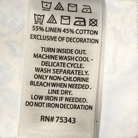 Joie Blue Floral Embroidered peasant cottage tassel Blouse S Linen & Cotton Blen - Picture 5 of 10